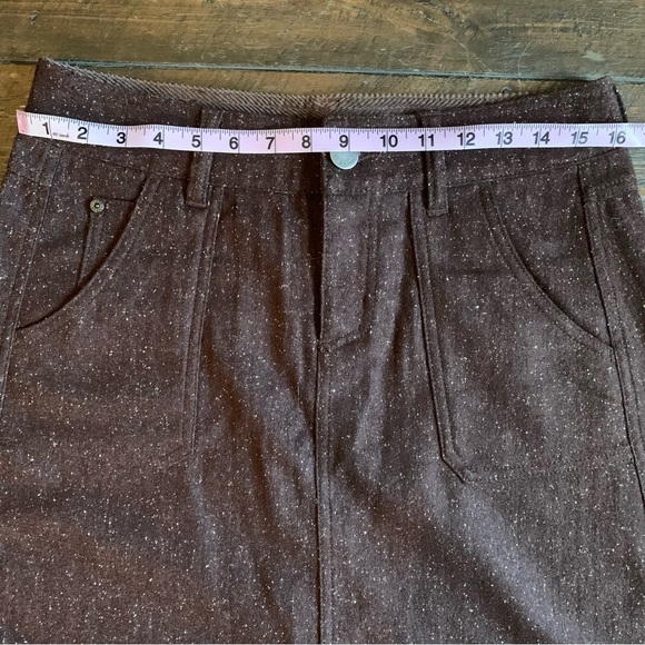 Woolrich Woodlyn Brown With White Speckles Wool Blend A Line Mini Skirt - Picture 7 of 11